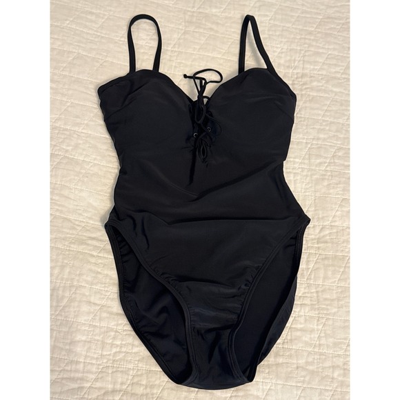 Victoria's Secret Black Lace-Up One Piece Swimsuit 8D Women's - Picture 1 of 6